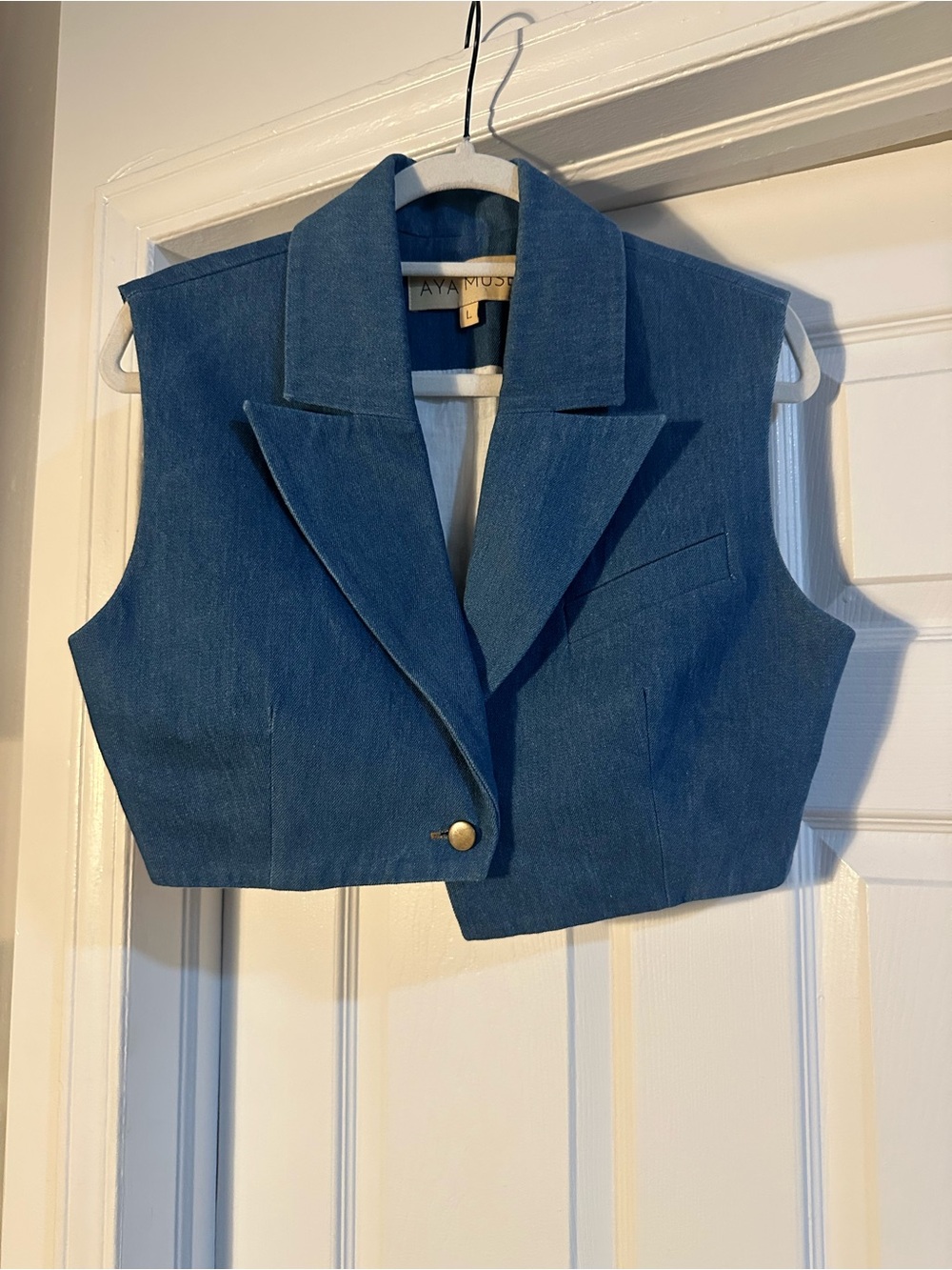 Aya Muse Ule Cropped Denim Vest